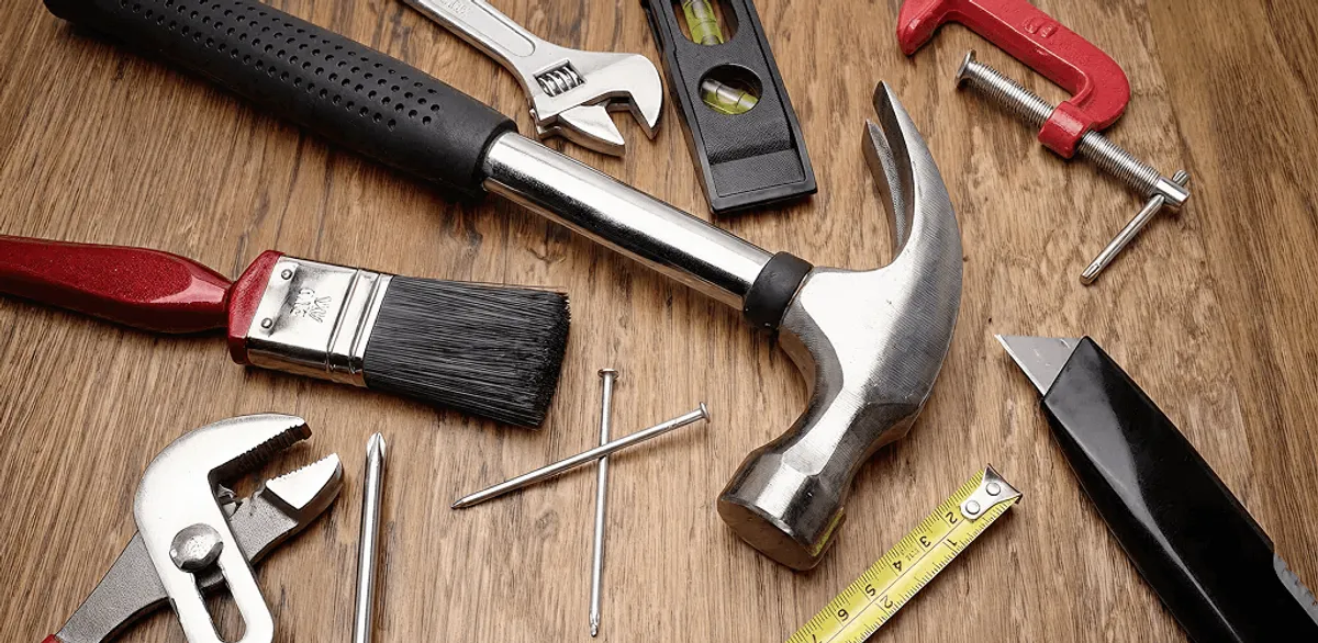Handyman tools laid out for home repair and maintenance work in Saint Louis, MO